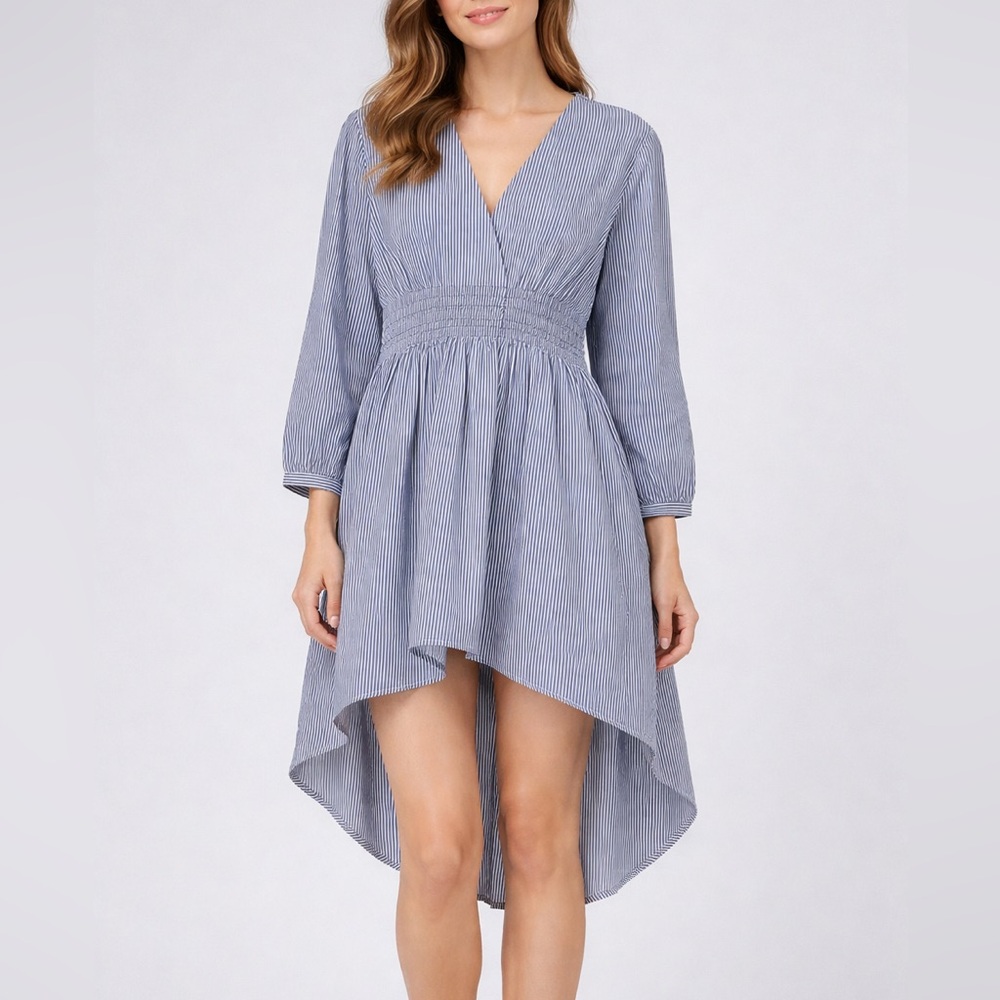 New York and Company Striped Blue and White Women's Dress size XL 60% cotton